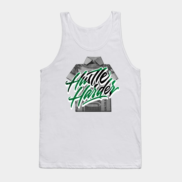 Hustle Harder Lucky Green Retro Tank Top by funandgames